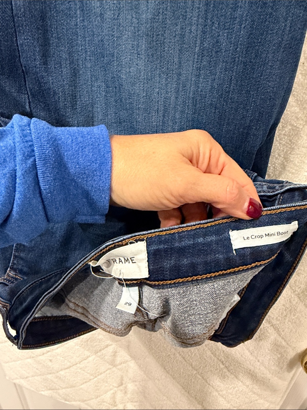 Frame Denim Le Crop Mini Boot in Deep Blue Denim